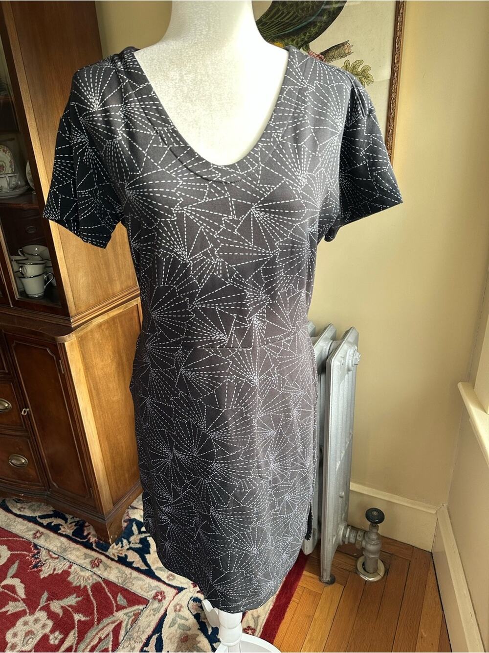 NWOT Title Nine Deep Pockets Sashiko Dress Sz S Black/White Gorpcore Travel